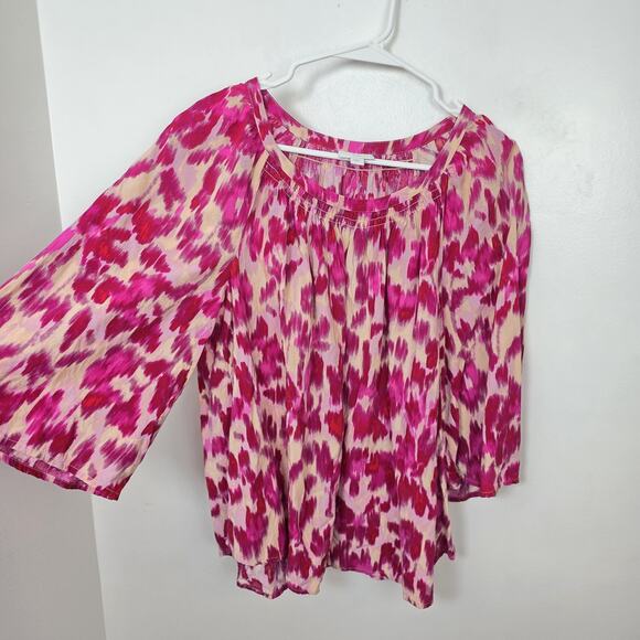 J. Jill Pink Cream Wide Sleeves Flowy Spring Going Out Blouse Size XL - Picture 1 of 6